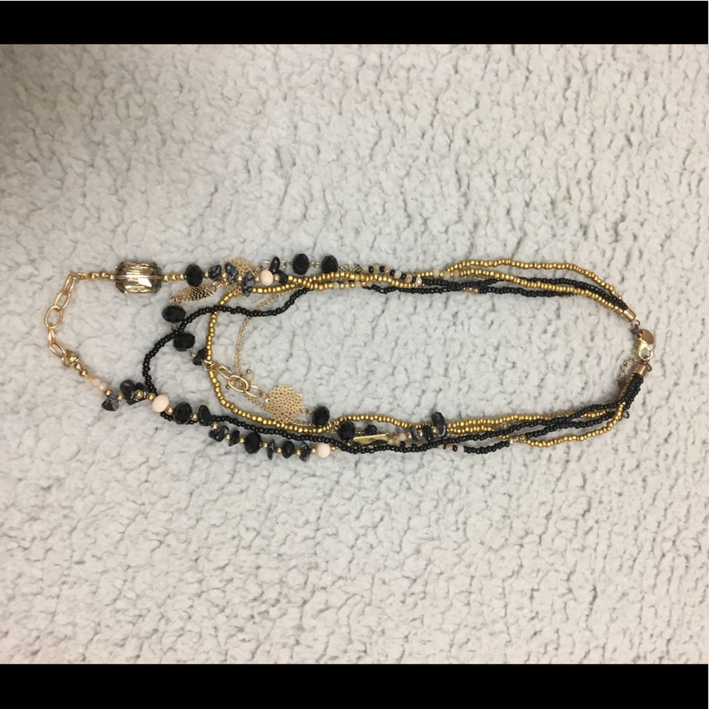 Layered gold and  black necklace